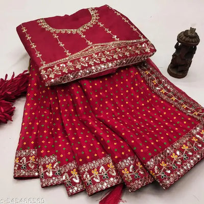 Fency Disener Georgette Pretty Sarees With New Fency Border With Blouse Piece.