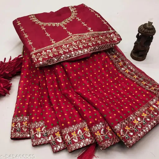 Fency Disener Georgette Pretty Sarees With New Fency Border With Blouse Piece.
