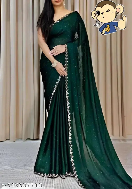 New design fancy saree with Hand work party wear & fastive wear saree With hot fix Blouse