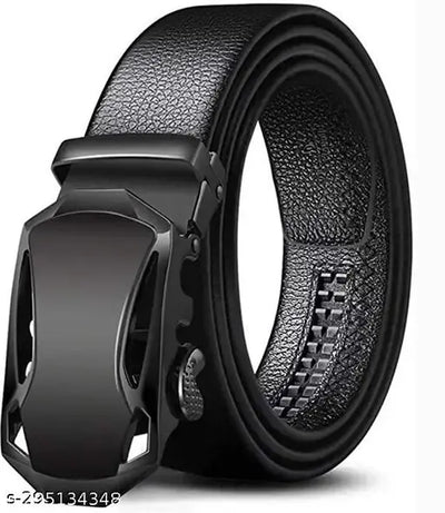 SHOPBREAK Black Formal & Casual Artificial Leather Auto Lock Belt