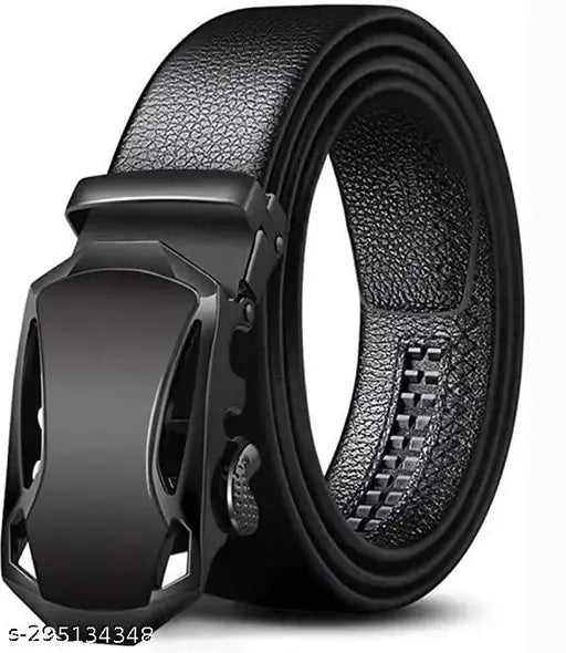 SHOPBREAK Black Formal & Casual Artificial Leather Auto Lock Belt