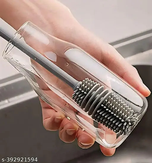 Silicone Bottle Cleaner Brush for Washing Water Bottle and Mug Cleaning Brush || [Color - Grey] [Pack of 1]