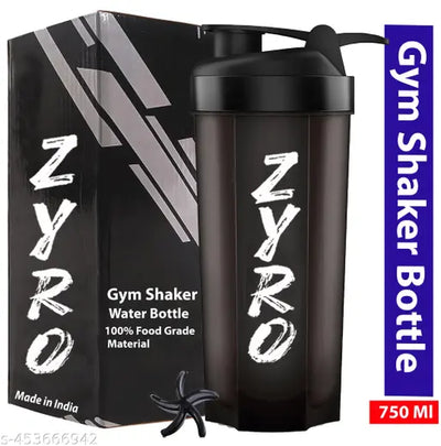 Zyro Gym Shakers For Protein Shake Gym Sipper Shaker Bottle For/BCAA/Leak-proof, BPA-Free Blender mixer Ball/Gym Bottle for Protein & Water bottle,Black, 750 ml Shaker