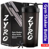 Zyro Gym Shakers For Protein Shake Gym Sipper Shaker Bottle For/BCAA/Leak-proof, BPA-Free Blender mixer Ball/Gym Bottle for Protein & Water bottle,Black, 750 ml Shaker