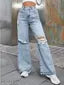 jeans for women's,Women's destress,Knne cut wide leg,good looking funkey jeans