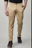 Men beige slim fit cotton trouser