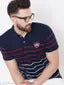 Austin Wood Men's Half Sleeves Polo Neck Striper T-shirt