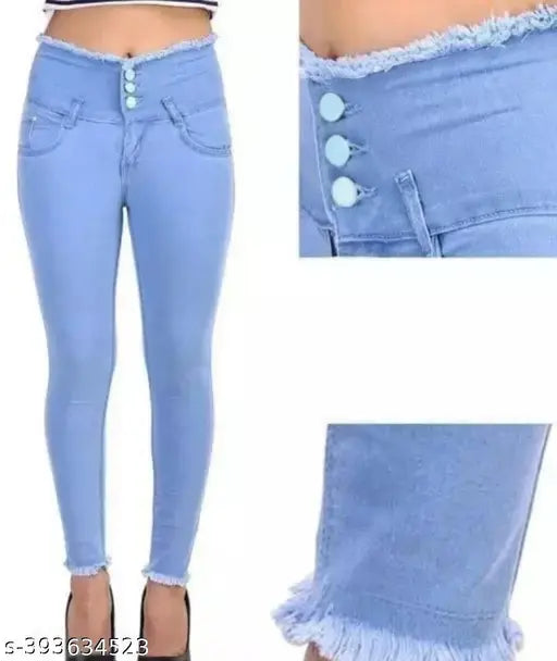 WOMENS 4-BUTTON PLAIN JEANS FOR WOMEN PLUS SIZE WOMEN AND GIRL