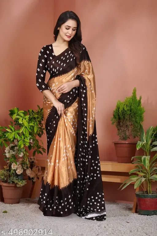 Best Chiffon Silk Bandhani Daily Wear Saree