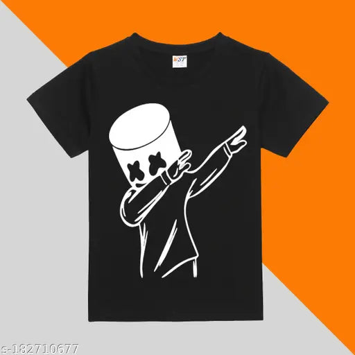 Marshmallow Black Printed Kids T-shirt