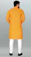 Men Printed Cotton Blend Straight Kurta (Yellow) (ONLY KURTA)