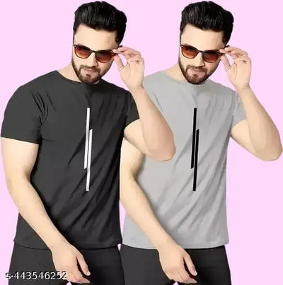 M Mart Man’s Stretchable Collarless, Round Neck Micro Dry Fit Sports Half Sleeve T-shirt, Regular Fit T-Shirt, Combo Pack of 2 | Multi Color combo