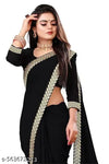 Plain Black Georgette Saree With Georgette Blouse