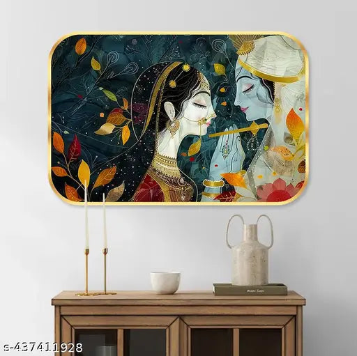 SAF Premium Golden Frame Modern Art Wall Painting For Home | Office| Living Room|Best decorative item for home décor