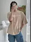MENS STYLISH BEIGE COTTON BLEND OVERSIZED LOOSE FIT TSHIRT FASHIONABLE
