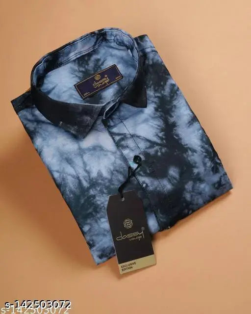Casual Half Sleeves Shirt for Men | Shadow Print Shirt (Blue)