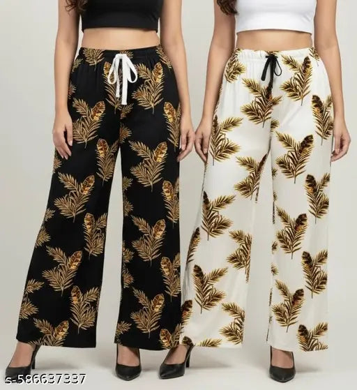 Trendy Golden Leaf Palazzo