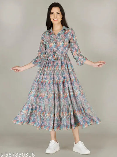 Poly Muslin Maternity Gown For Women