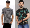 Stylish Printed Men's Multicolor T-Shirt (2-Pack)