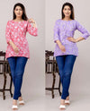 Elegant Women's Pink & Purple Floral Kurta