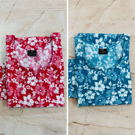 Abstract Floral Print Women's Multicolor Kurta