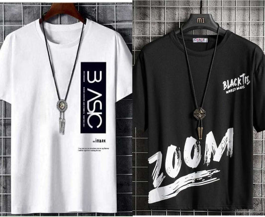 Crisp Black & White Printed Men's T-Shirt