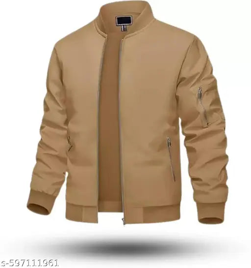 Men's Stylish Jacket with Sleeve Pocket | Trendy Zip-Up Outerwear | Winter Fashion | Casual & Sports Wear | Lightweight Jacket for Men | Streetwear | Round Neck Jacket | Men's Fashion