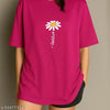 Women Printed Round Neck Cotton Blend Pink T-Shirt