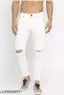 WHITE KNEE CUT JEANS @2454