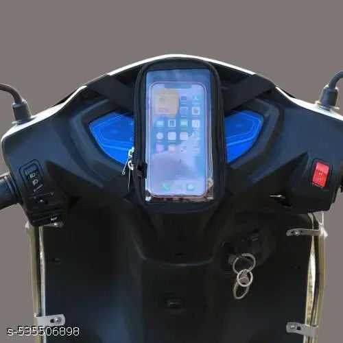 Bikeerz Mobile Holder Pouch for All Scooty Scooters. Rain Resistant Zip Scooty Pouch-P1 Bike Mobile Black Holder