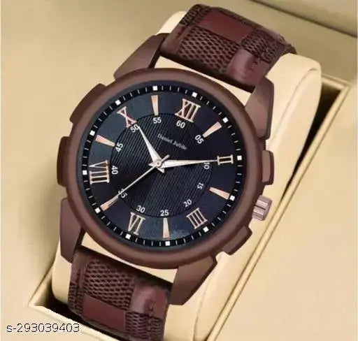 Men Brown Leather Casual Analog Watches