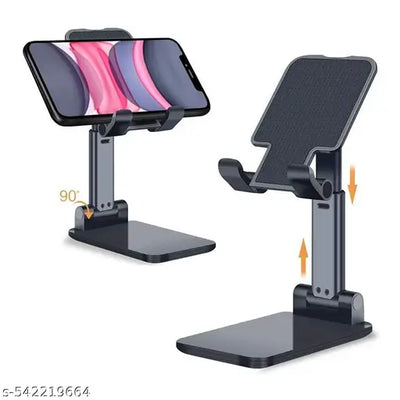 Mobile Phone Holder – 360° Rotating Adjustable Stand with Anti-Slip Base – Foldable and Compact Design – Compatible with All Smartphones – Ideal for Video Calls, Movies, GPS Navigation, Desk, Kitchen, and Car Use.
