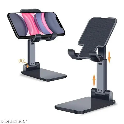 Mobile Phone Holder – 360° Rotating Adjustable Stand with Anti-Slip Base – Foldable and Compact Design – Compatible with All Smartphones – Ideal for Video Calls, Movies, GPS Navigation, Desk, Kitchen, and Car Use.