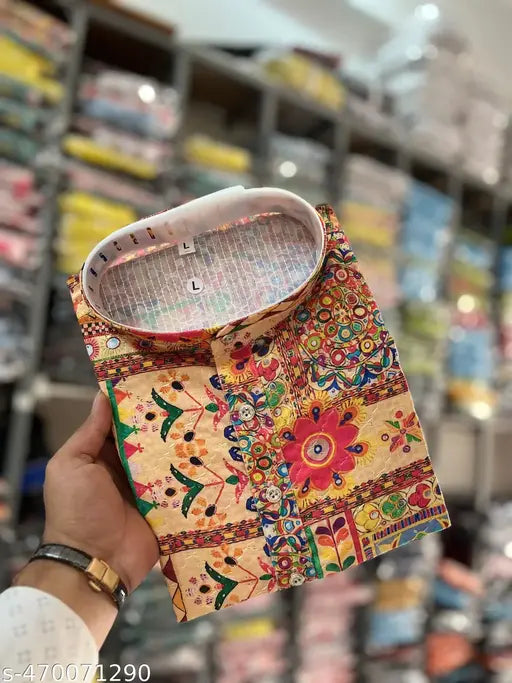 Men CROSSED Work Kurta Best Quality At Lowest Price Set