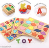 Wooden Alphabet Puzzles Numbers Count Board Blocks 3 Sets Game, Colorful ABC Lower Letters/Numbers/Shapes for Kids Toddlers Preschool Early Learning Educational Toys (Set of 3)