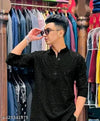 Floral Embroidered Cotton Mens Kurta
