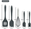 Spatula Utensil 5pcs Black Premium Silicone Kitchen Utensils Set of 5 Black Kitchen Tool Set (Black)