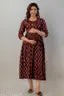 Women Printed Rayon Maroon Maternity And Feeding Kurta