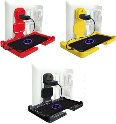 Vakratunda Mobile Charging Stand for Wall, Mobile Phone Charging Holder, Charger Holder Charging, Charger Hanger CHARGING PAD WITH GLOSSY LOOK AND STRONG BODY Mobile Holder, Mobile Plug Holder Avaliable Color will be Sent Mobile Holder