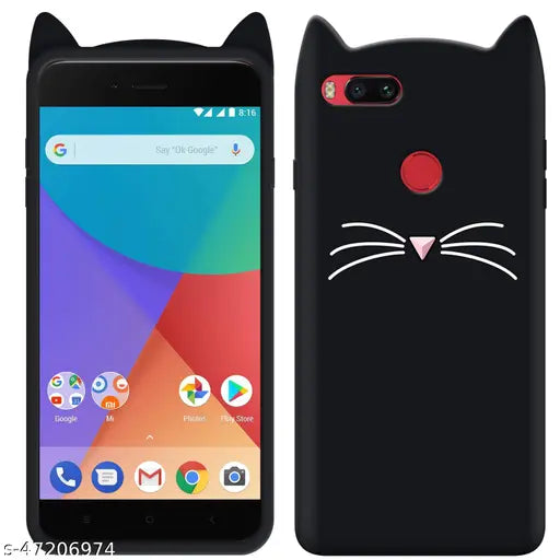 Meow Cat Girlish Back Cover Case for Mi A1 - Black