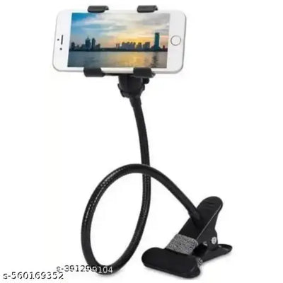 360 DEGREE FLEXIBLE PORTABLE FOLDABLE METAL-LAZY STAND BRACKET CELL PHONE HOLDER/GOOSENECK LONG ARM CLIP MOBILE STAND FOR TABLE MOBILE STAND FOR BED OFFICE, DESK (BLACK) LAZY STAND