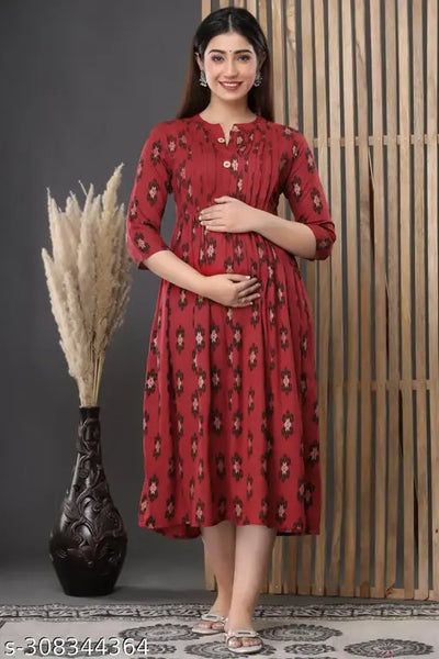 anata maroon pintext maternity kurti