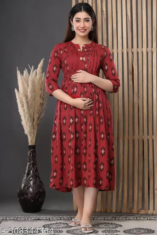 anata maroon pintext maternity kurti