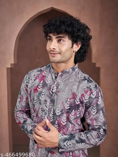 Viscose Shibori Dyed Kurta with Flowy Leaf Pattern