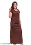 Mishka Fashion Solid Embroidered Women Maxi Nighty/ Night Gown