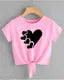 Trendy pink knot crop top &t-shirt for women 5 heart