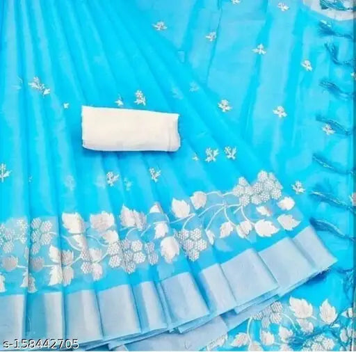 Chanderi Silver Patta Saree