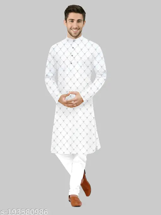 FABZY MENS LONG FANCY NEW DESIGNS PRINTED KURTA PAJAMA SET