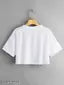 Geetika Mart Round Neck White Polyester Crop Top Design T-Shirt For Girl's & Woman's