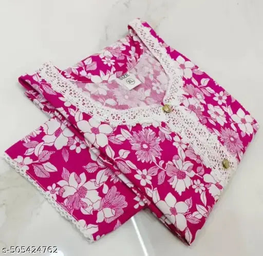 PINK PRINT KHADI COTTON KURTI